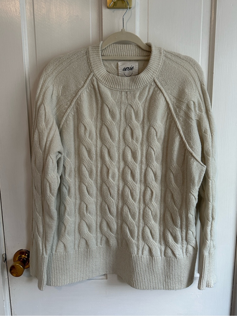 Aerie Cable-Knit Oversized Crewneck Sweater